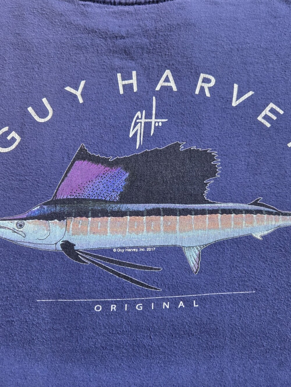 2 GUY HARVEY fishing cotton t-shirts short sleeve front logo back design sz Med - Picture 3 of 6